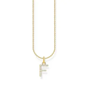 THOMAS SABO Necklace with letter pendant F and white zirconia - gold