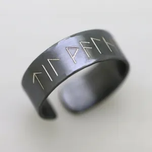 Til Valhalla Ring for Men - Personalized Elder Futhark Runes Band