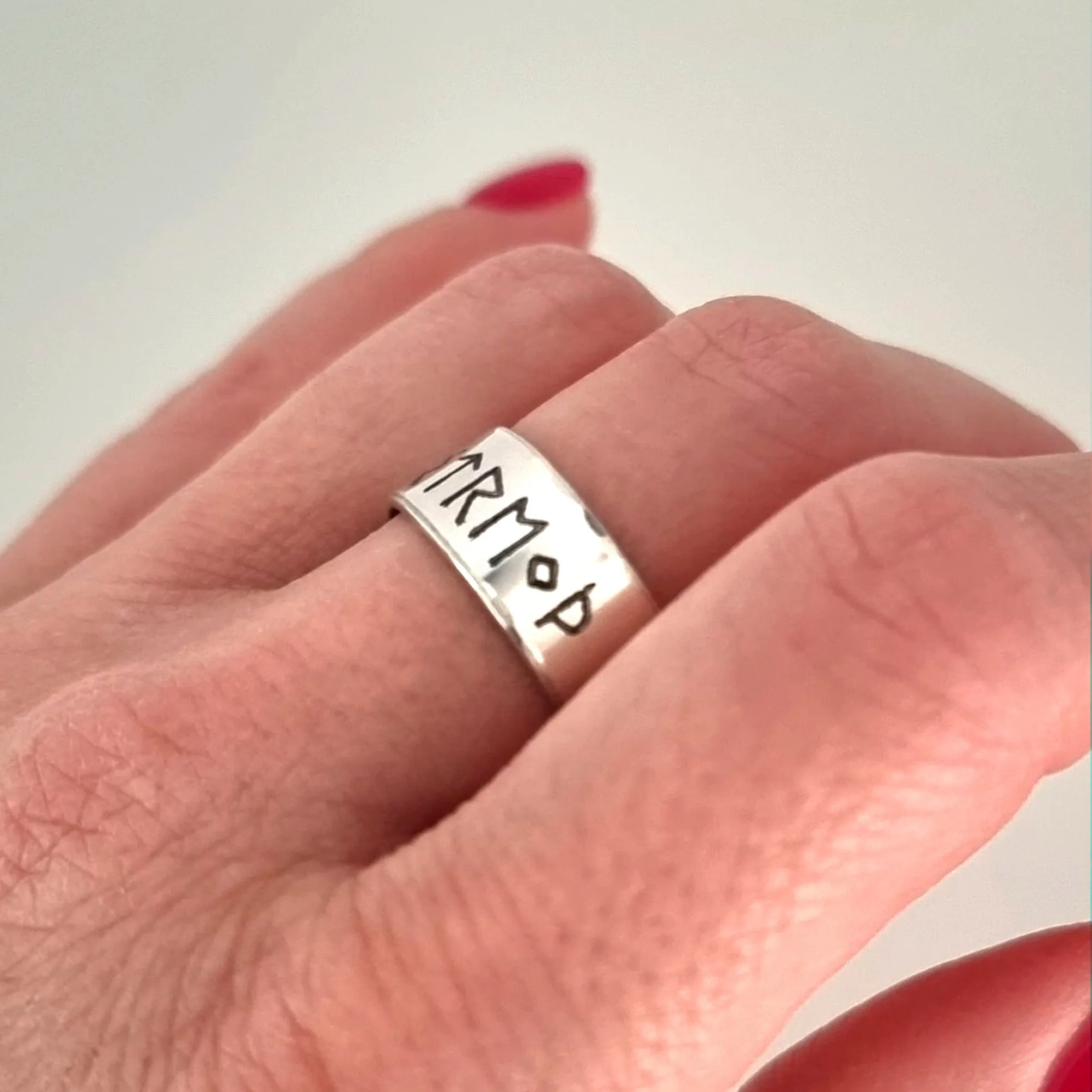 Til Valhalla Ring for Men - Personalized Elder Futhark Runes Band