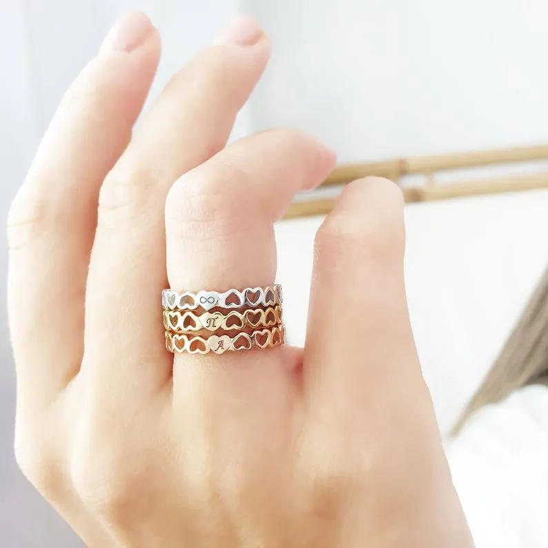 Tiny Hearts Ring In Solid Gold