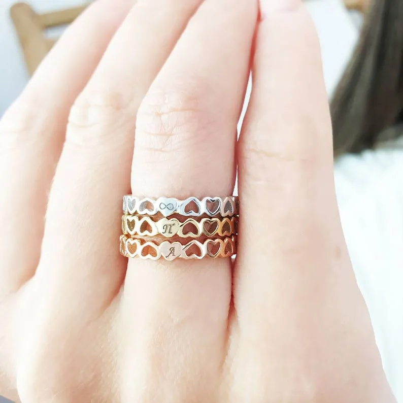 Tiny Hearts Ring In Solid Gold