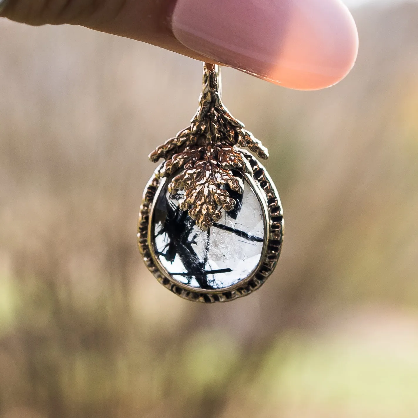 Tourmalinated Quartz Juniper Pendants