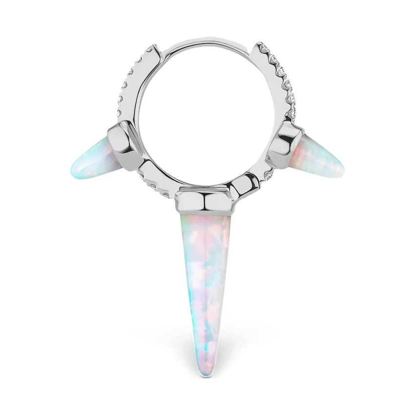 Triple Opal Diamond Spike Clicker Earring by Maria Tash in White Gold