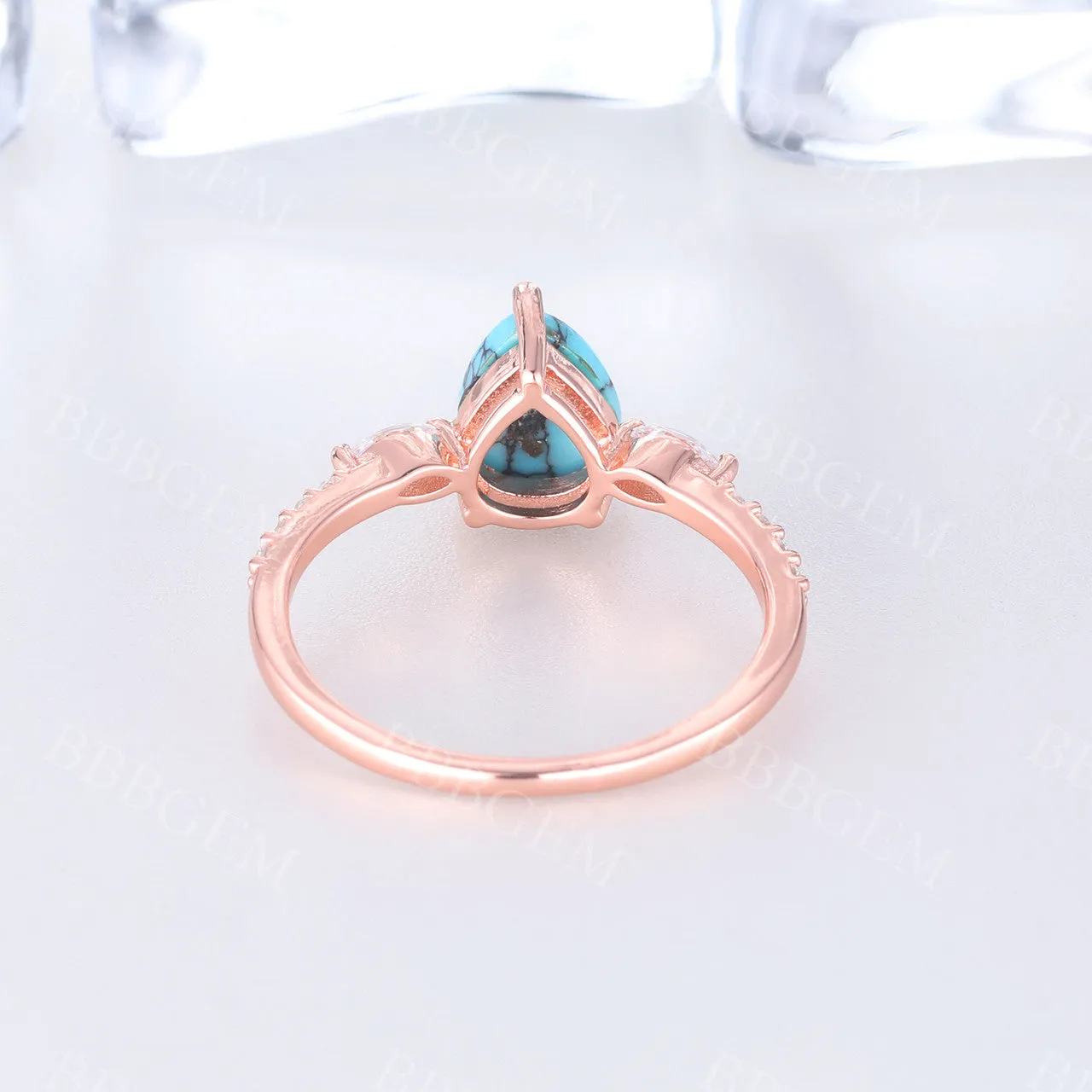 Turquoise Rose Gold Engagement Ring Art Deco Promise Ring Gift For Her