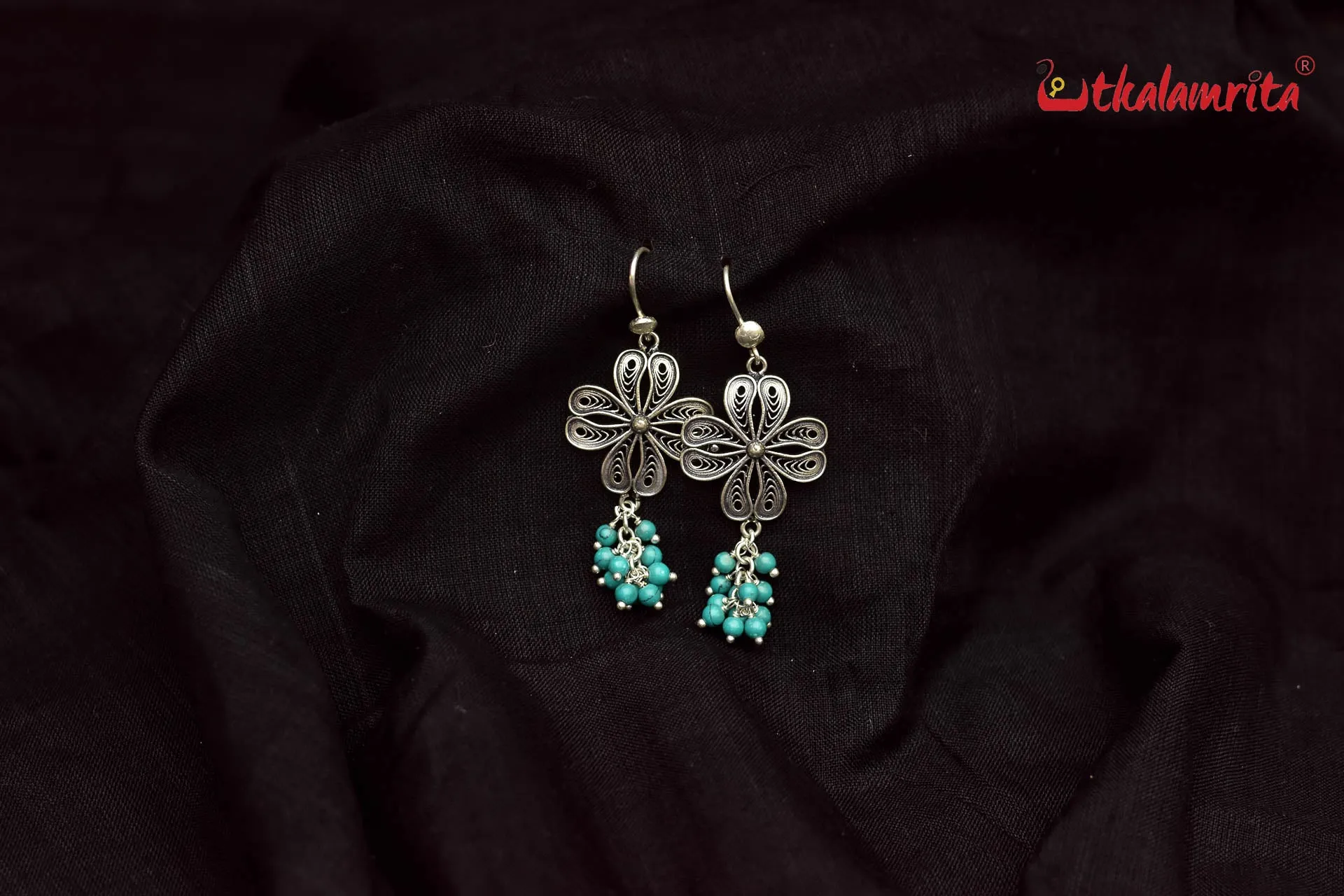 Turquoise Silver Flower (Danglers)