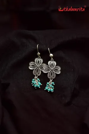 Turquoise Silver Flower (Danglers)