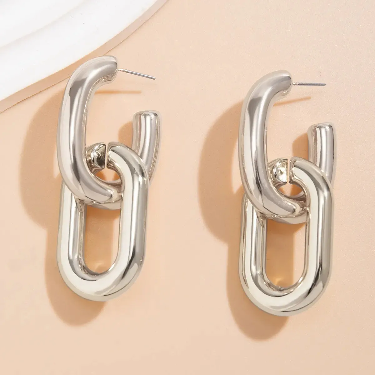 U-Shaped Metallic Chain Earrings