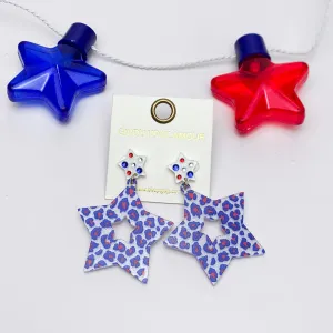 USA Fashionista Star Earrings in Red, White, and Blue