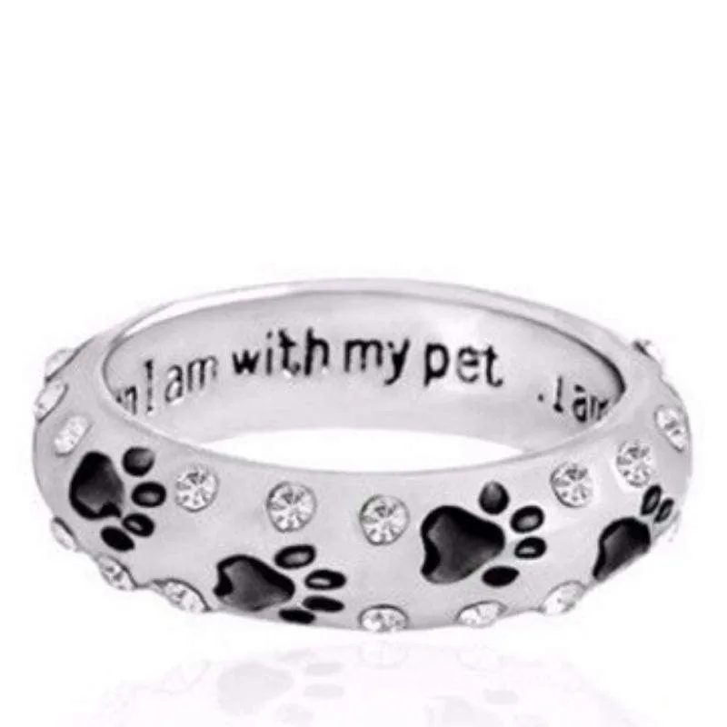 When I Am With My Pet Black Paw Ring