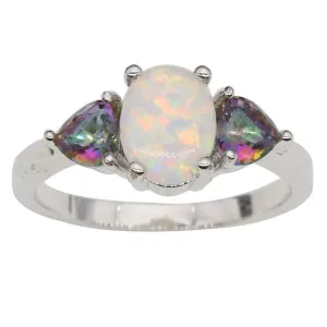 White Fire Opal Mystic Topaz Ring