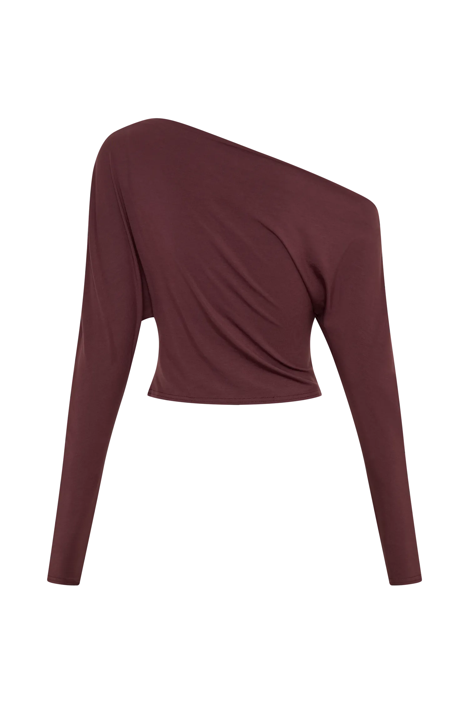 Yasmin Asymmetrical Long Sleeve Top - Mahogany