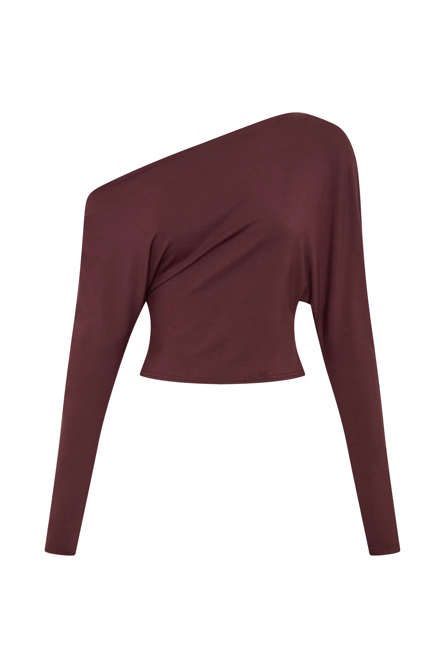 Yasmin Asymmetrical Long Sleeve Top - Mahogany