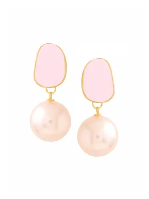 Yellow Chimes Pearl Drop Earrings For Women | Fashion Women Earrings | Gold Toned Pink Pearls Earrings For Girls | Birthday Gift for Girls Anniversary Gift for Women