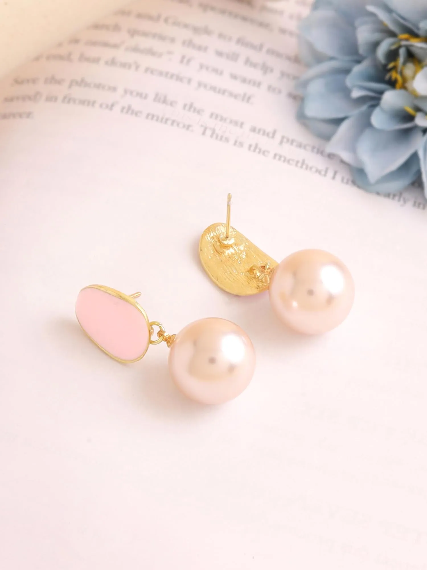 Yellow Chimes Pearl Drop Earrings For Women | Fashion Women Earrings | Gold Toned Pink Pearls Earrings For Girls | Birthday Gift for Girls Anniversary Gift for Women