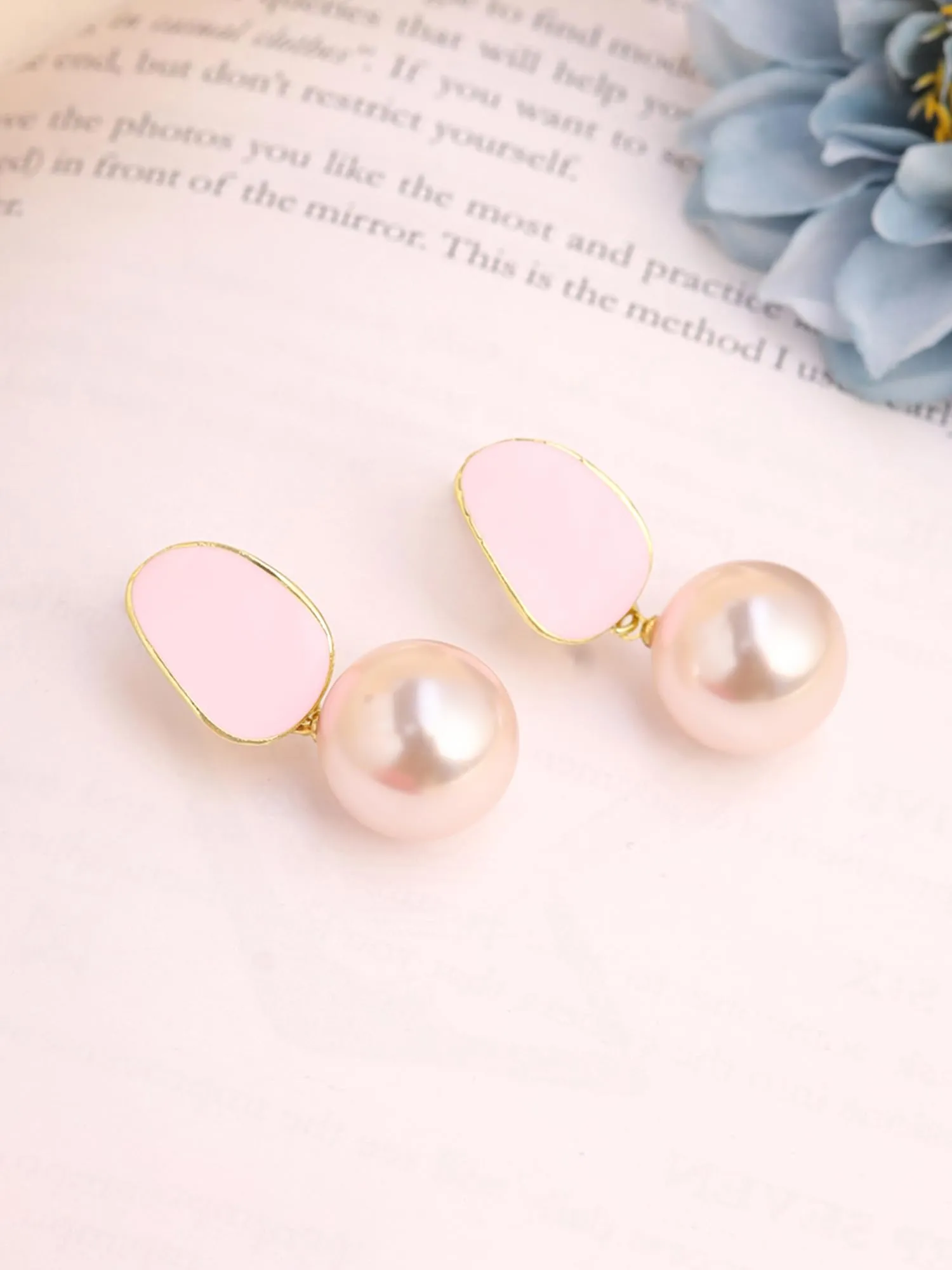 Yellow Chimes Pearl Drop Earrings For Women | Fashion Women Earrings | Gold Toned Pink Pearls Earrings For Girls | Birthday Gift for Girls Anniversary Gift for Women