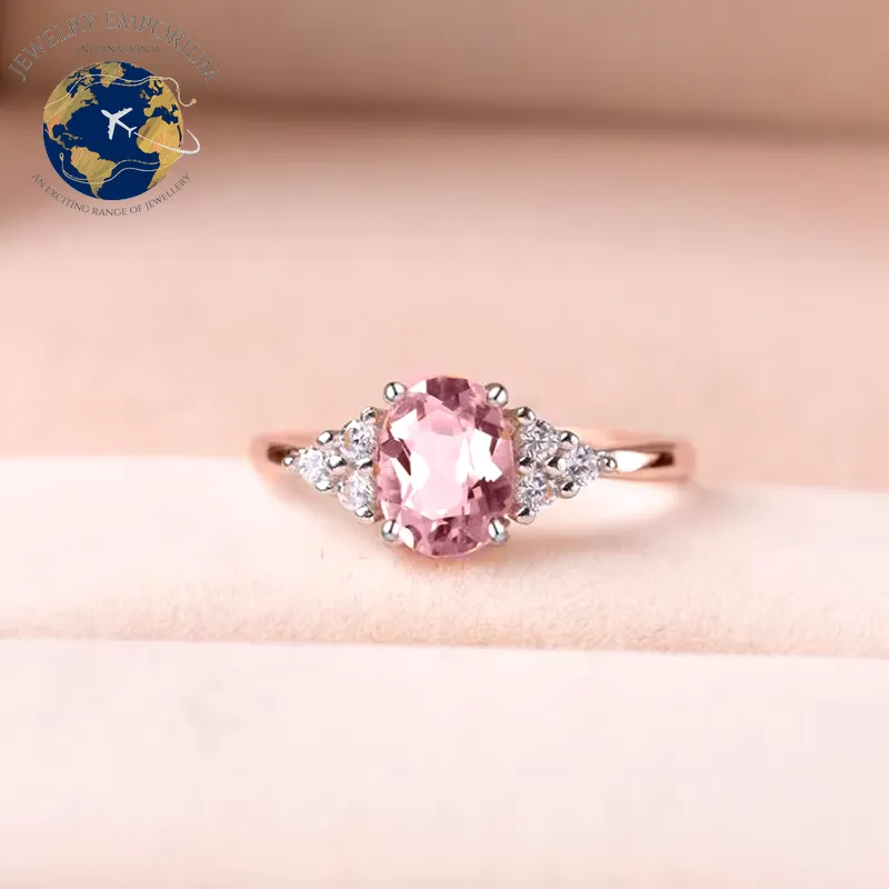 ZN Dainty Pink Oval Crystal Ring for Women Simple Style Engagement Ring Love Ring Ladys Fashion Wedding Rings Jewelry Gifts