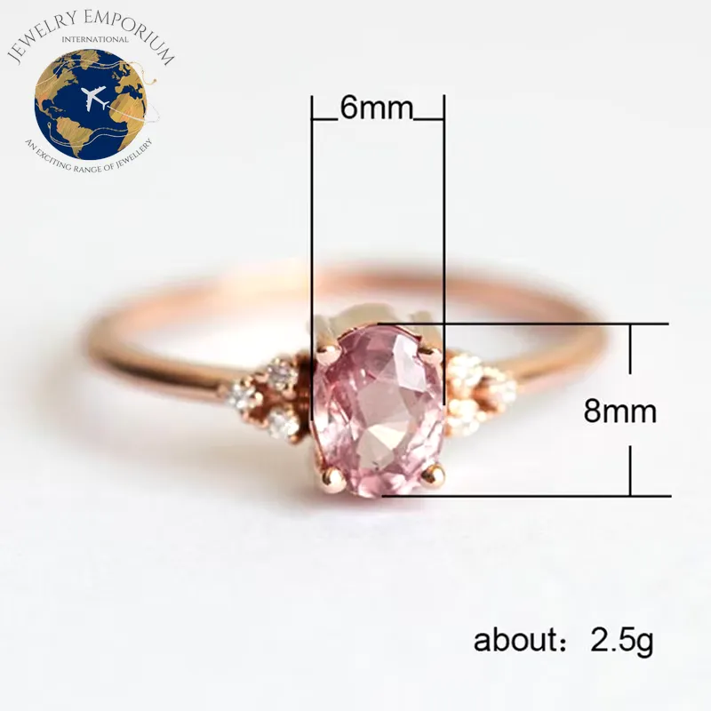 ZN Dainty Pink Oval Crystal Ring for Women Simple Style Engagement Ring Love Ring Ladys Fashion Wedding Rings Jewelry Gifts